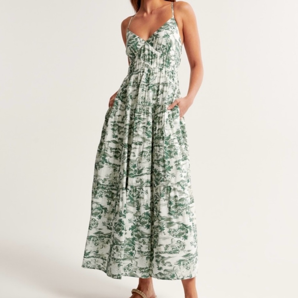 Abercrombie & Fitch Green Patterned Maxi Dress
